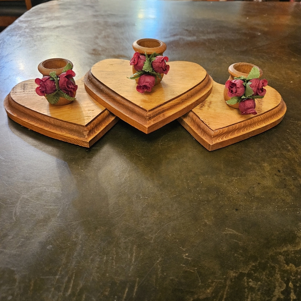 Heart-Shaped Wooden Candle Holder